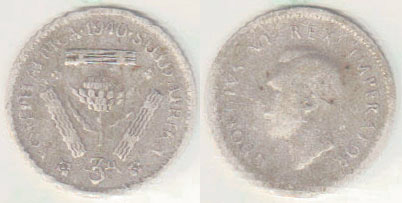 1940 South Africa silver Threepence A002515